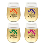 Set of 4 Shatterproof CUSTOM 16 oz Plastic Wine Glasses MADE in the USA (CHRISTMAS NUTCRAKERS)