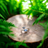 Bottled Up Designs Handmade Vintage Leaf Ring, Recycled Vintage Aqua Mason Jar, Sterling Silver, Eco Friendly, Made in USA, Birthday Gifts, Mothers Day, Women, Anniversary (Aqua)