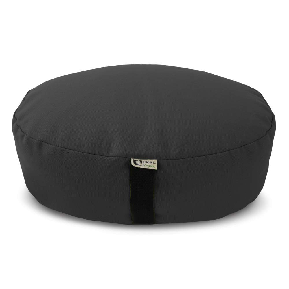 Bean's ZAFU - Meditation Floor Cushion - Round Earth Cotton Zen Yoga Pillow - Tibetan Style for Mindful Kneeling Prayer Seat - Made in USA - US Organic Buckwheat Hulls - Comfort Calm Contemplate