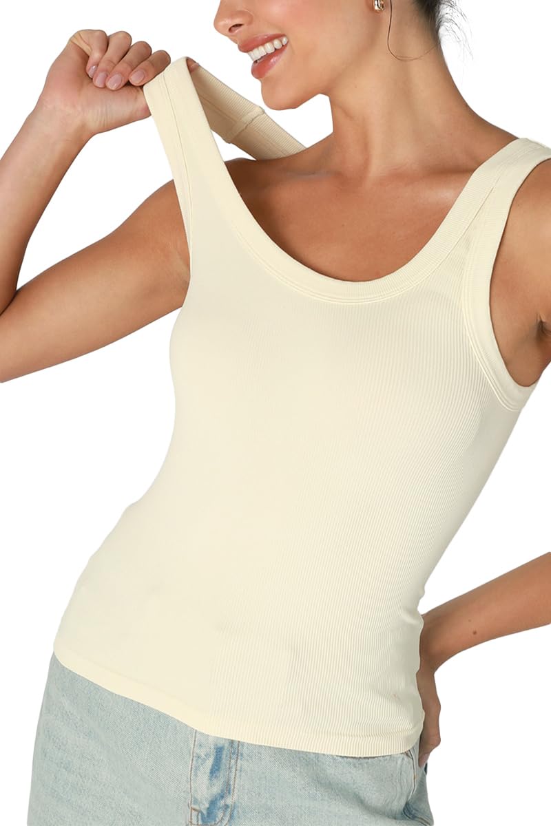 NIKIBIKI Women Seamless Reversible Ribbed Tank Top, Made in U.S.A, One Size