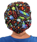 Sparkling EARTH Riley Medical Scrub Caps with Flat Front and Roomy Back - Adjustable Cord Lock Closure - Made in The USA!