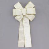 Ivory Brushed Velvet Gold Lame Backed Wire Edge Christmas Bow - Handcrafted in USA (8 inch bow)