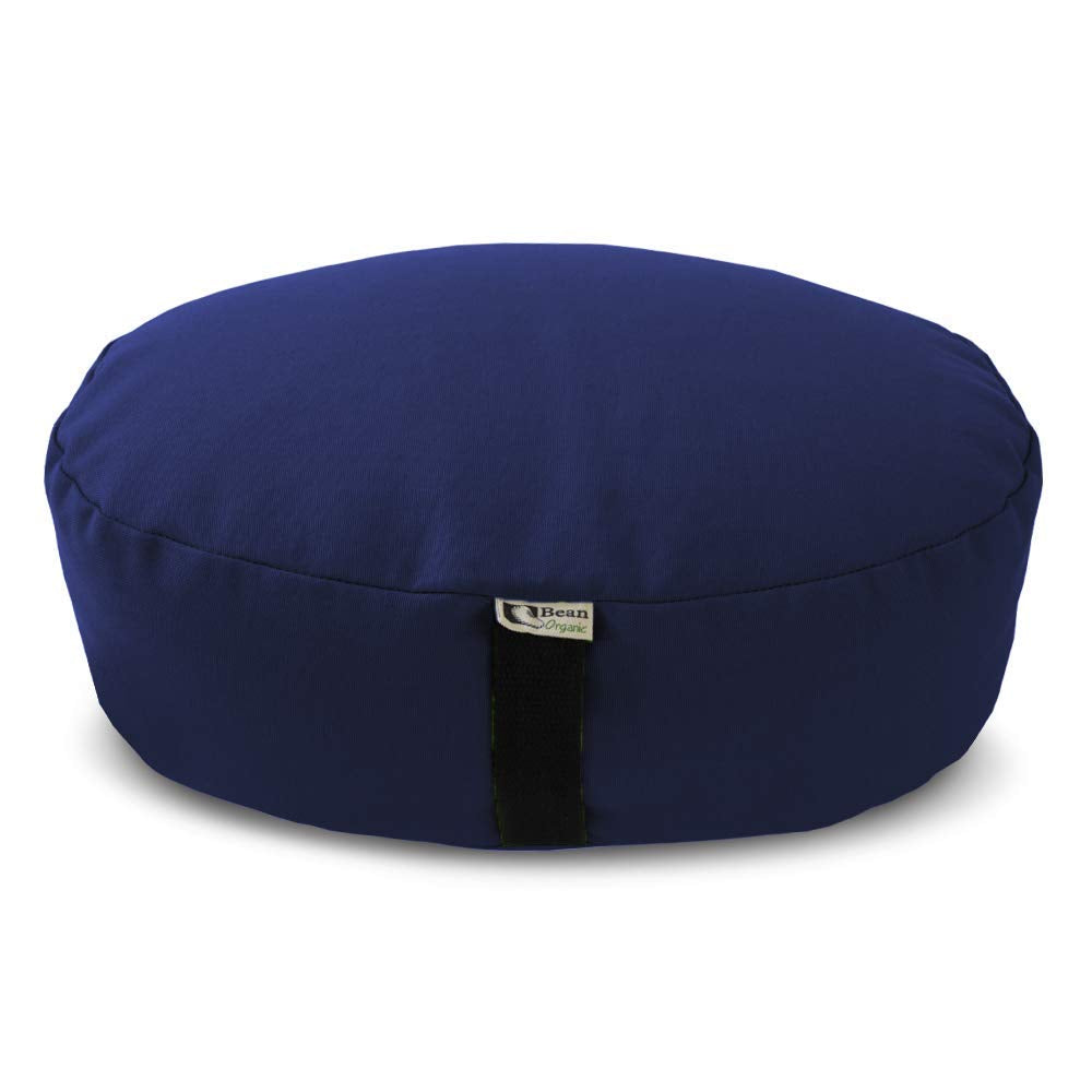 Bean's ZAFU - Meditation Floor Cushion - Round Earth Cotton Zen Yoga Pillow - Tibetan Style for Mindful Kneeling Prayer Seat - Made in USA - US Organic Buckwheat Hulls - Comfort Calm Contemplate