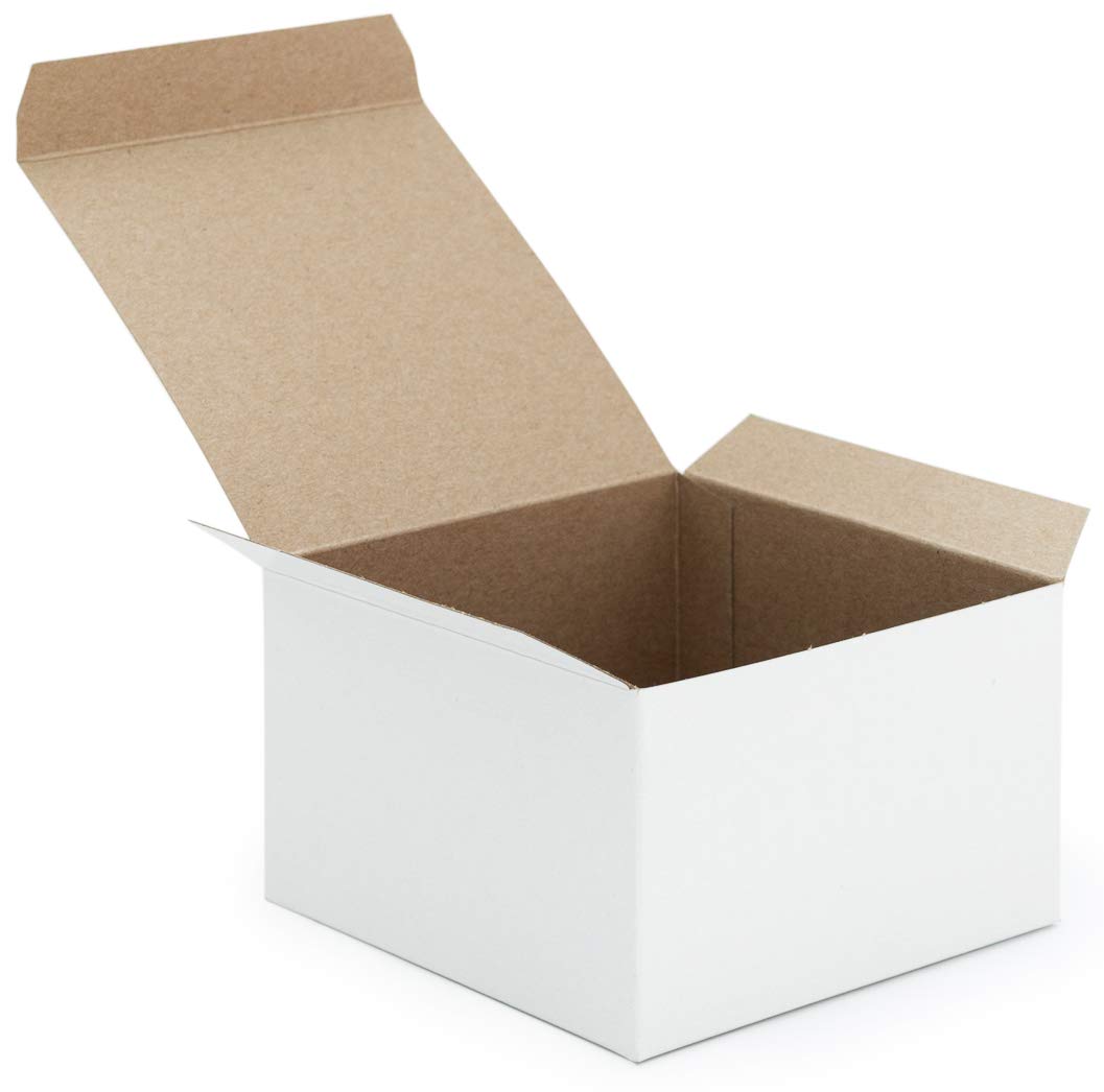 Made in USA 10-Count Recycled Brown Kraft Gift Boxes (5" X 5" X 3") with Tuck Lids for Weddings, Crafting and Baking Packaging Needs