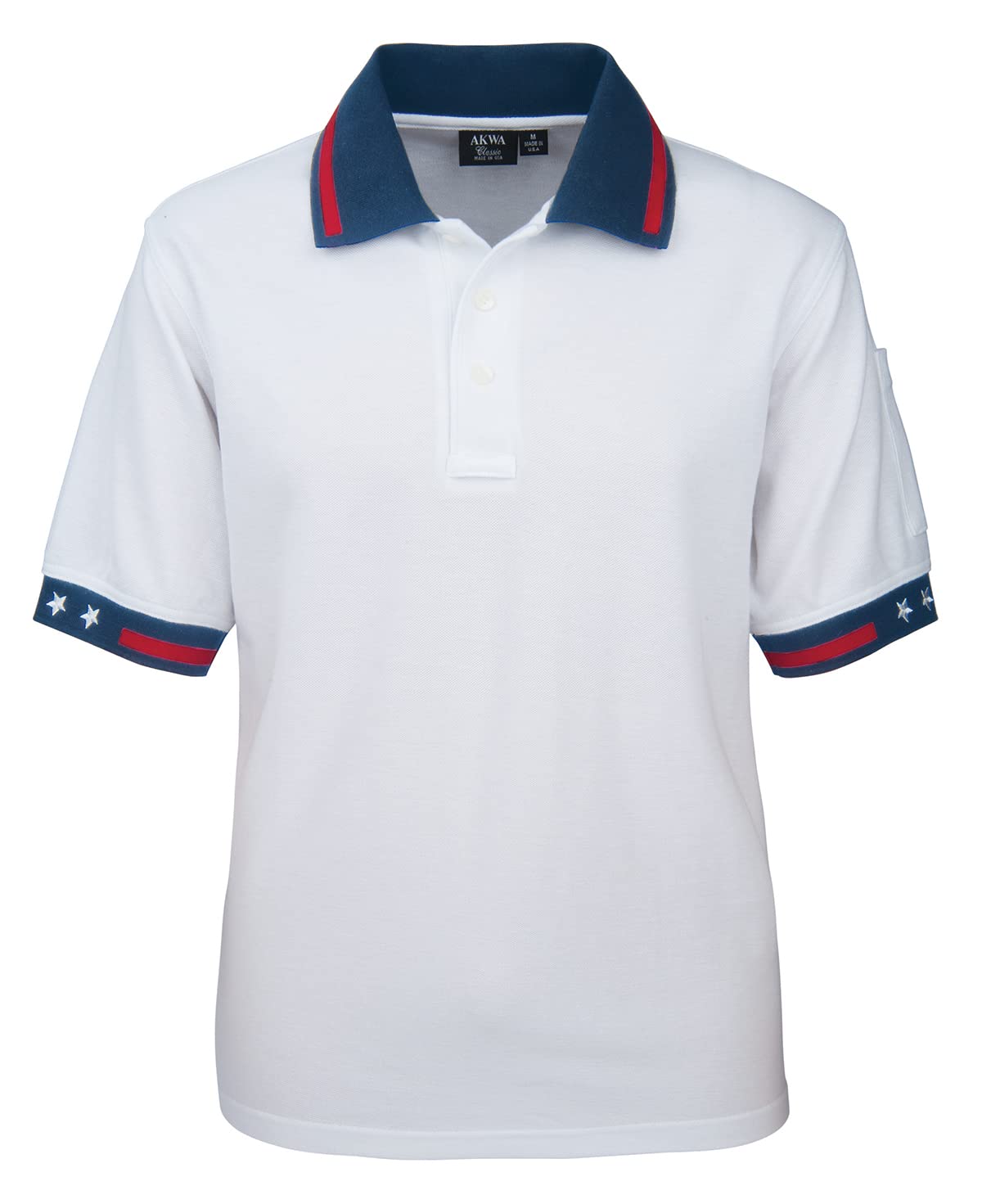 Akwa Men's Short Sleeve Cotton Pique Patriotic Tactical Polo Made in USA