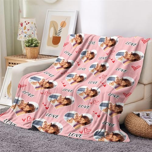 Ships Next Day,Custom Blanket with Picture Made in USA,Personalized Photo Blanket for Family Anniversary Christmas Birthday Halloween Valentines