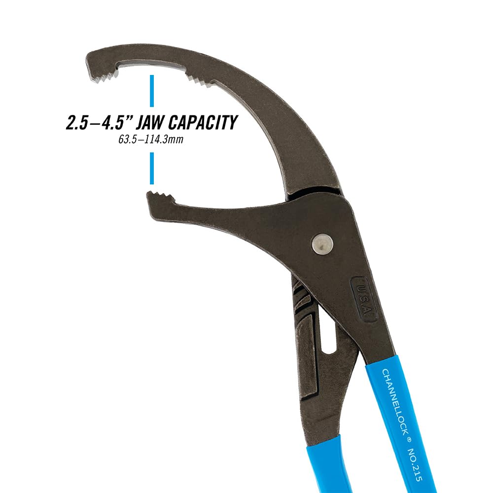 CHANNELLOCK 209 9-inch Oil Filter/PVC Pliers | Made in USA | 1.75 to 3-inch Jaw Capacity | Forged High Carbon Steel | Ideal for Engine Oil Filters, Conduit, and Fittings