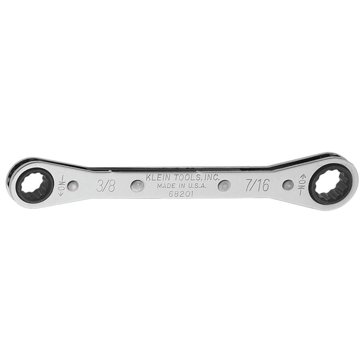 Klein Tools 68200 Ratcheting Box Wrench, Made in USA, 1/4-Inch x 5/16-Inch with Reverse Ratcheting and Chrome Plated Finish