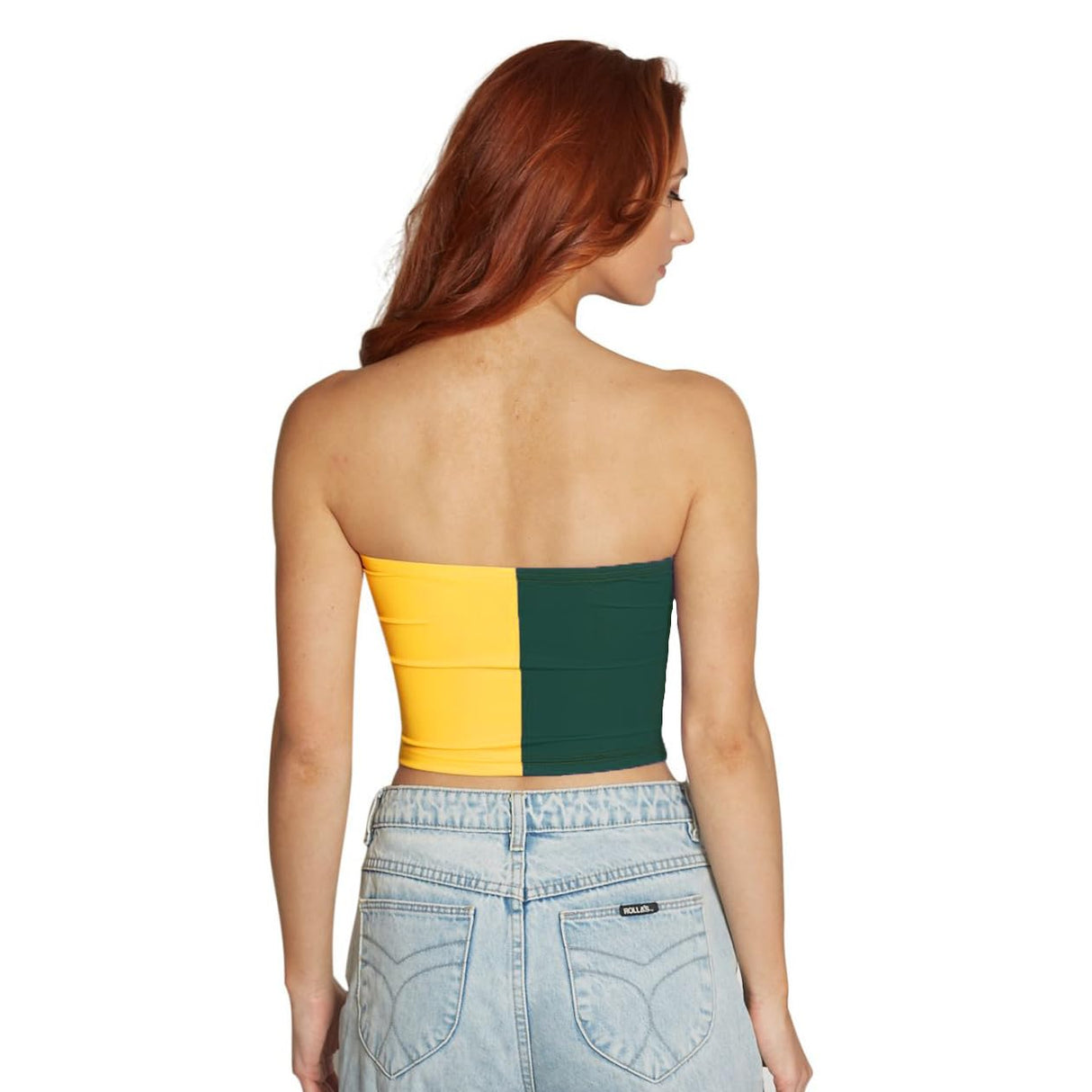 Lojobands Women's Tailgate Outfit College Two Tone Color Block Tube Top Made in USA One Size Fits Most