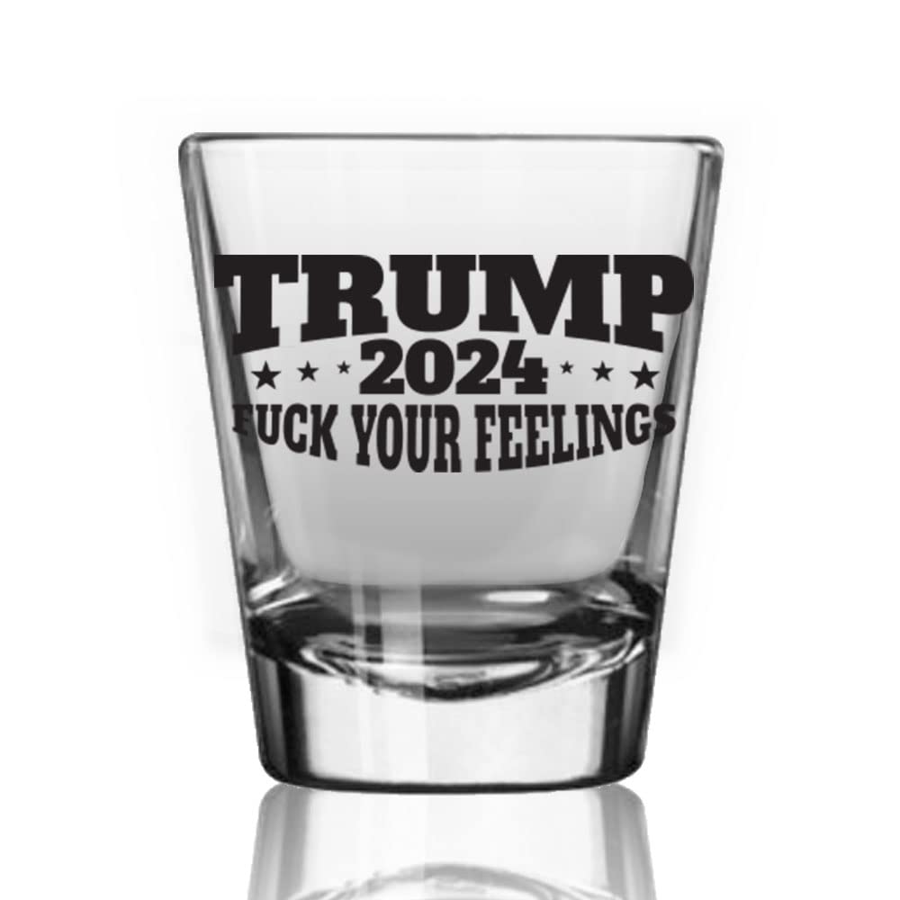 Trump 2024 F UR Feelings Shot Glass | 2 oz Bourbon Whiskey Shot Glass | Shot Glasses For Men | Retirement Gifts | 21st Birthday Shot Glass | Made In USA