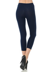 LeggingUSA Women's Solid Cotton Yoga Capri Leggings-Made in USA