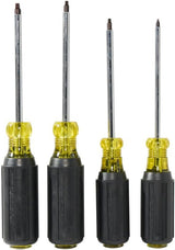 Klein Tools 85664 Screwdriver Set, Made in USA, Square Recess with Color Coded Handles and Heat Treated, Chrome Plated Shafts, 4-Piece