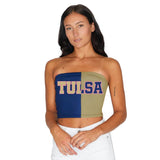Lojobands Women's Tailgate Outfit College Two Tone Color Block Tube Top Made in USA One Size Fits Most