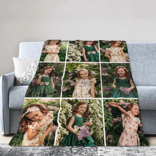 Custom Blanket with Picture Made in USA,Personalized Photo Blanket Throw Photo Blankets for Family Friends Pets,50"x60"