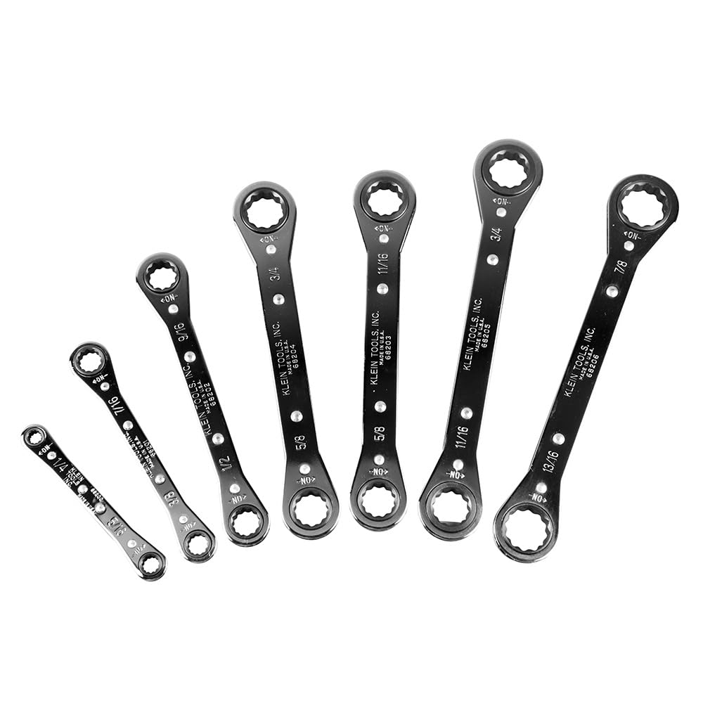 Klein Tools 68221 SAE Ratcheting Box Wrench Set, 5 Piece, 10 Sizes, Made in USA