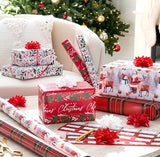 American Greetings 120 sq. ft. Christmas Wrapping Paper Set, Tan, Plaid, Snowman and Christmas Text (4 Rolls 30 in. x 12 ft., 7 Bows, 30 Gift Tags)