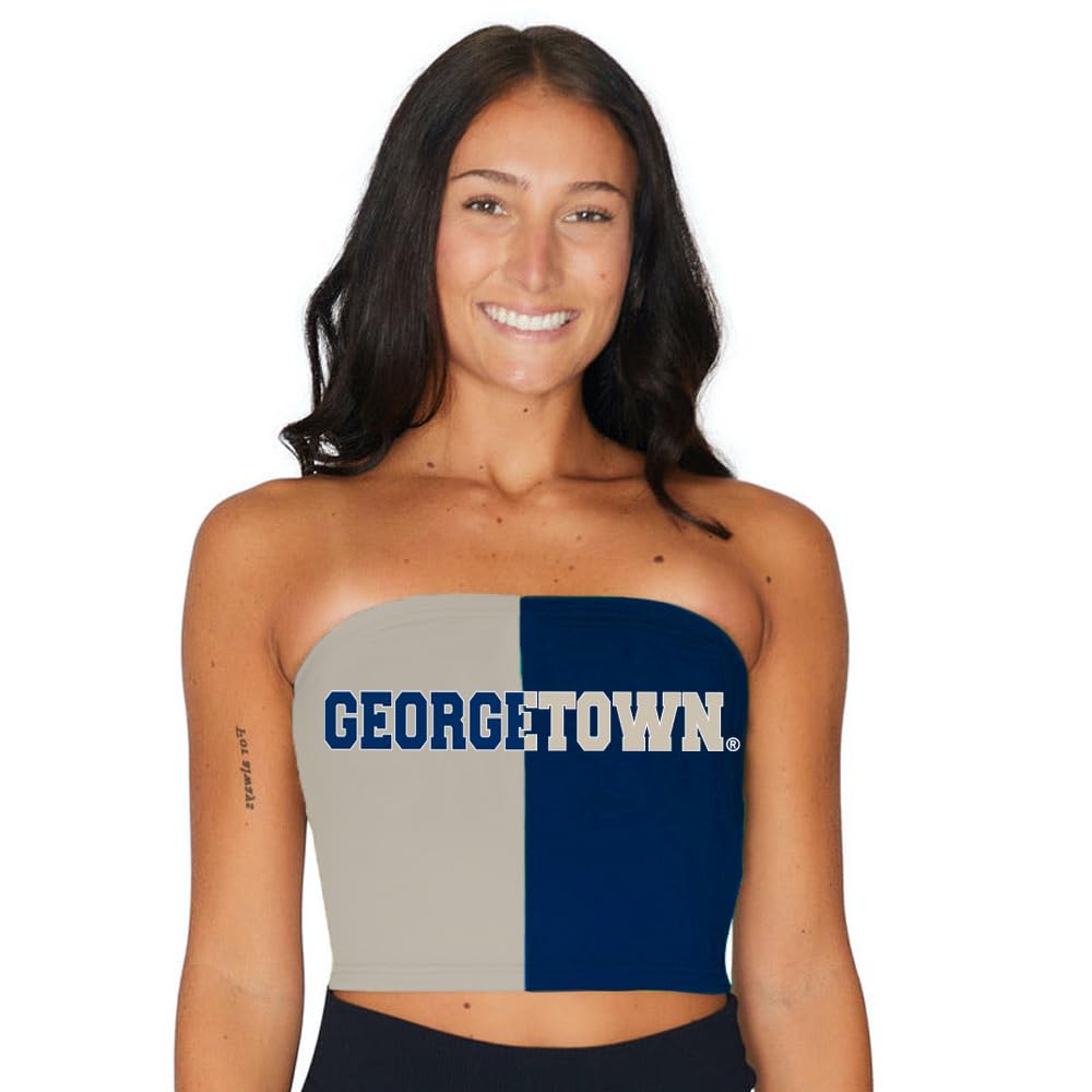 Lojobands Women's Tailgate Outfit College Two Tone Color Block Tube Top Made in USA One Size Fits Most