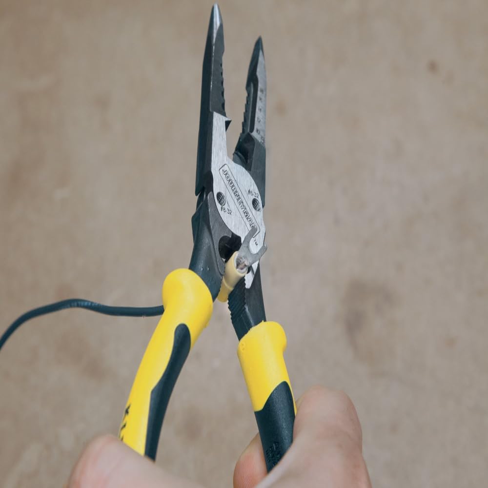 Klein Tools J207-8CR Needle Nose Pliers are All-Purpose Linesman Pliers, Made in USA, Crimping, Looping, Cutting, Stripping, Crimping, Shearing