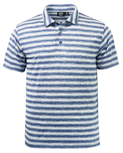 Akwa Men's Short Sleeve Ombre Stripe Polo Made in USA