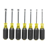 Klein Tools 65160 Tool Set, Made in USA, Metric Nut Driver Set Sizes 5, 5.5, 6, 7, 8, 9, and 10 mm, 3-Inch Chrome-Plate Hollow Shafts, 7-Piece