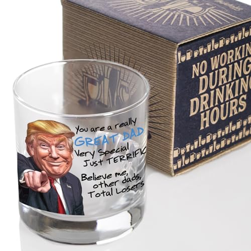 Funny Novelty Glass for Dad - Donald Trump Father's Day Beer, Whiskey, or Can Glass Gift, Funny Father’s Day Gift for Husband, Father, or Stepfather - Trump Stuff Maga Merch (101-15193-D, PINT)