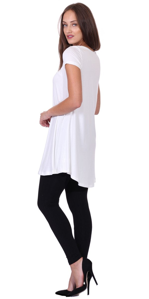 Popana Short Sleeve Tunic Tops to Wear with Leggings Made in USA Short Sleeve Shirts for Women - Loose Fit Womens Summer Tops