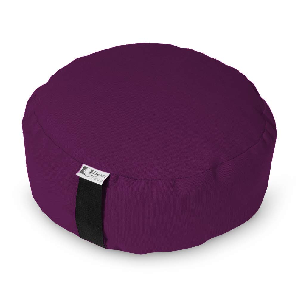 Bean's ZAFU - Meditation Floor Cushion - Round Earth Cotton Zen Yoga Pillow - Tibetan Style for Mindful Kneeling Prayer Seat - Made in USA - US Organic Buckwheat Hulls - Comfort Calm Contemplate