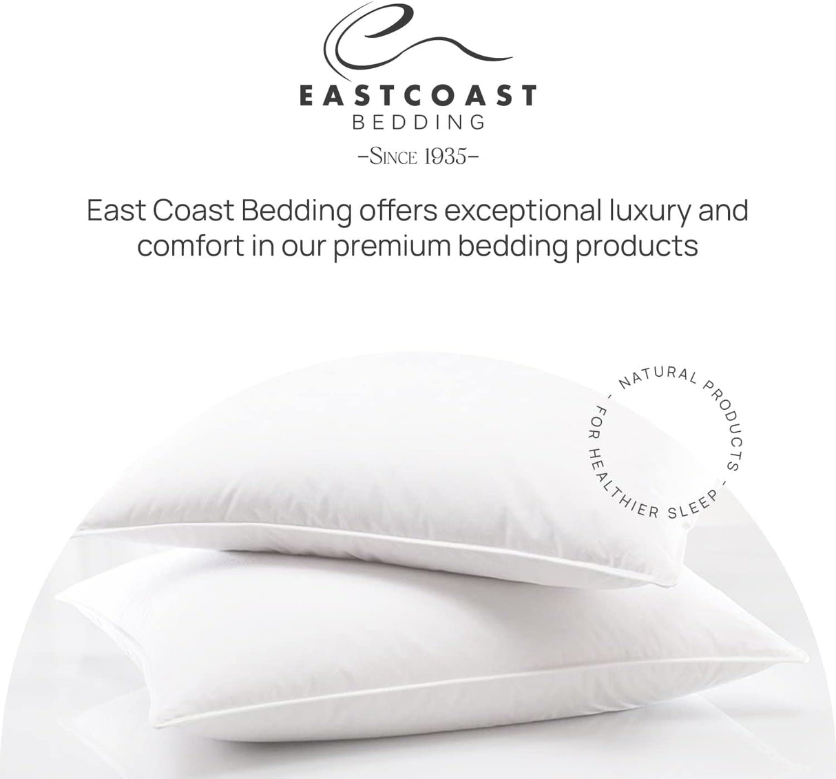 East Coast Bedding Cozy Dream Goose Feather and Down Pillows - RDS Certified, 100% Cotton Cover, Hotel Collection, Bed Sleeping, Medium Support