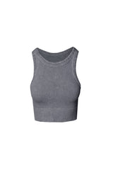 NIKIBIKI Women Seamless Vintage Chevron High Neck Crop Top, Made in U.S.A, One Size