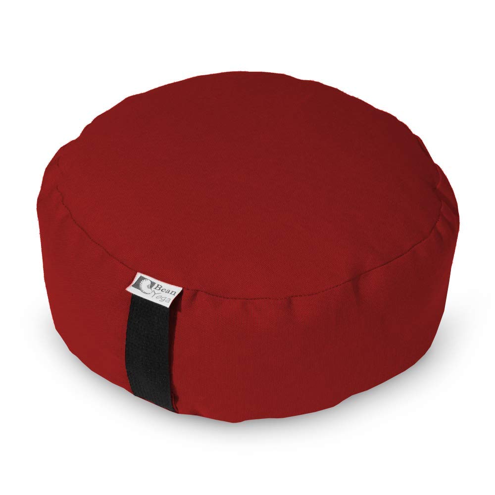 Bean's ZAFU - Meditation Floor Cushion - Round Earth Cotton Zen Yoga Pillow - Tibetan Style for Mindful Kneeling Prayer Seat - Made in USA - US Organic Buckwheat Hulls - Comfort Calm Contemplate