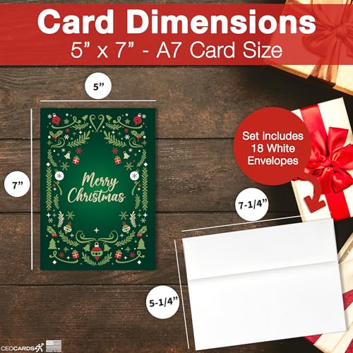 Merry Christmas Cards for Business & Family (Variety Pack 4 Holiday Designs) Greeting Card Set Pack of 20 Holiday Cards with Envelopes (5x7 inch - A7) Office, Work, Employees & Clients VP2405