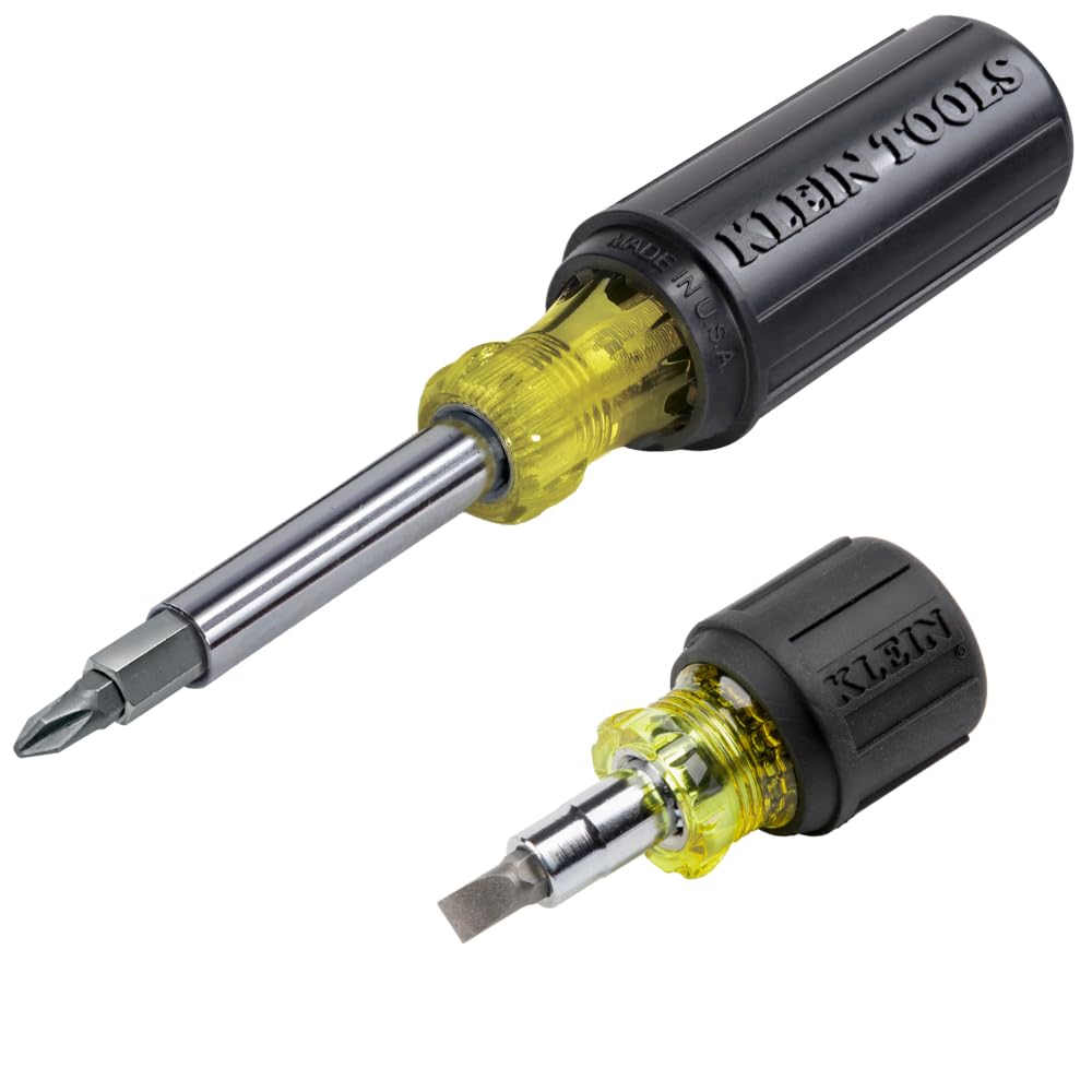 Klein Tools 80027 Screwdriver Set, 11-in-1 Multi-bit Screwdriver, 6-in-1 Stubby Screwdriver, Phillips, Slotted, Square, Torx Bits, 2-Piece