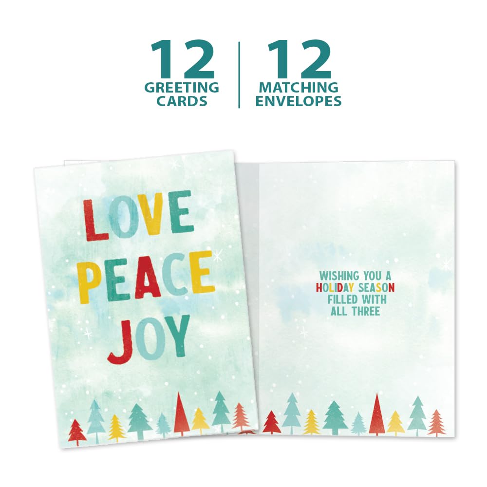 Tree-Free Greetings - Happy Holidays Greeting Cards - Artful Designs - 12 Cards + Matching Envelopes - Made in USA - 100% Recycled Paper - 5"x7" - Kringle Tree Farm (HP60629)