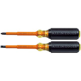 Klein Tools 33532-INS Electrical Insulated Screwdriver Set of 2, Made in USA, 4-Inch Phillips and Cabinet Set, Made in USA