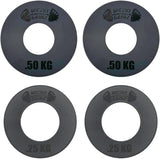 Micro Gainz Olympic Kilogram Fractional Weight Plate Set of 4 Steel Plates- (2-.25KG, 2-.50KG) Plates -Designed for Olympic Barbells, Used for Strength Training and Micro Loading, Made in USA