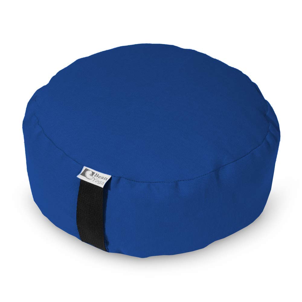 Bean's ZAFU - Meditation Floor Cushion - Round Earth Cotton Zen Yoga Pillow - Tibetan Style for Mindful Kneeling Prayer Seat - Made in USA - US Organic Buckwheat Hulls - Comfort Calm Contemplate