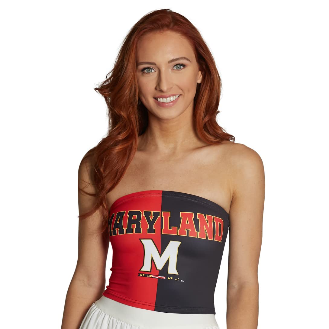 Lojobands Women's Tailgate Outfit College Two Tone Color Block Tube Top Made in USA One Size Fits Most