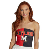Lojobands Women's Tailgate Outfit College Two Tone Color Block Tube Top Made in USA One Size Fits Most