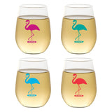 Set of 4 Shatterproof Designer 16 oz Plastic Wine Glasses MADE in the USA (CHRISTMAS)