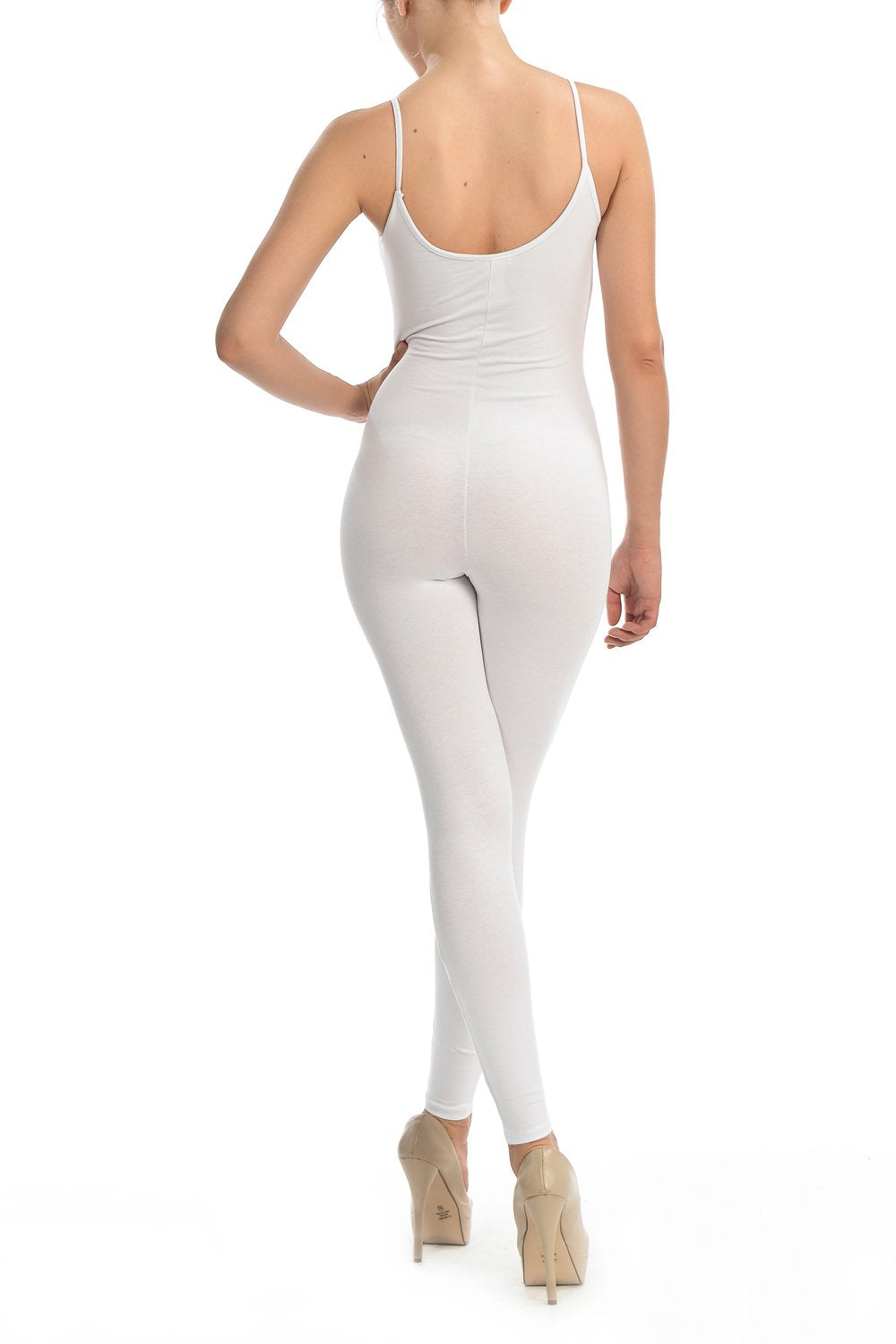 JJJ Women Catsuit Cotton Spaghetti Strapped Yoga Bodysuit Jumpsuit Reg/Plus Size