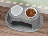 WeatherTech Double High Pet Feeding System w/Plastic Dog/Cat Bowls - 8" High Stand Dark Grey (PDHC3208DGDG)