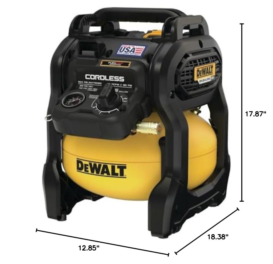 DEWALT 20V MAX* Portable Cordless Air Compressor Kit, 2.5 Gallons, 140 PSI, Brushless with Battery & Charger (DCC2520T1)