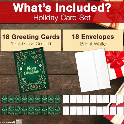 Merry Christmas Cards for Business & Family (Variety Pack 4 Holiday Designs) Greeting Card Set Pack of 20 Holiday Cards with Envelopes (5x7 inch - A7) Office, Work, Employees & Clients VP2405