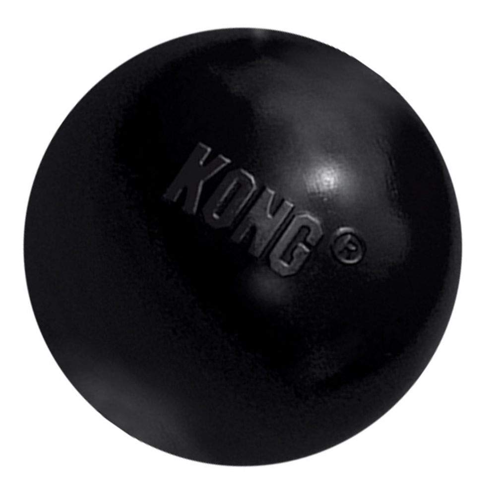 KONG Extreme Ball with Hole - Dog Fetch Toy - Durable Dog Ball Toy for Training, Interactive Playtime & More - Natural KONG Extreme Rubber Ball for Dogs - Black - For Large/Medium Dogs