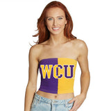 Lojobands Women's Tailgate Outfit College Two Tone Color Block Tube Top Made in USA One Size Fits Most