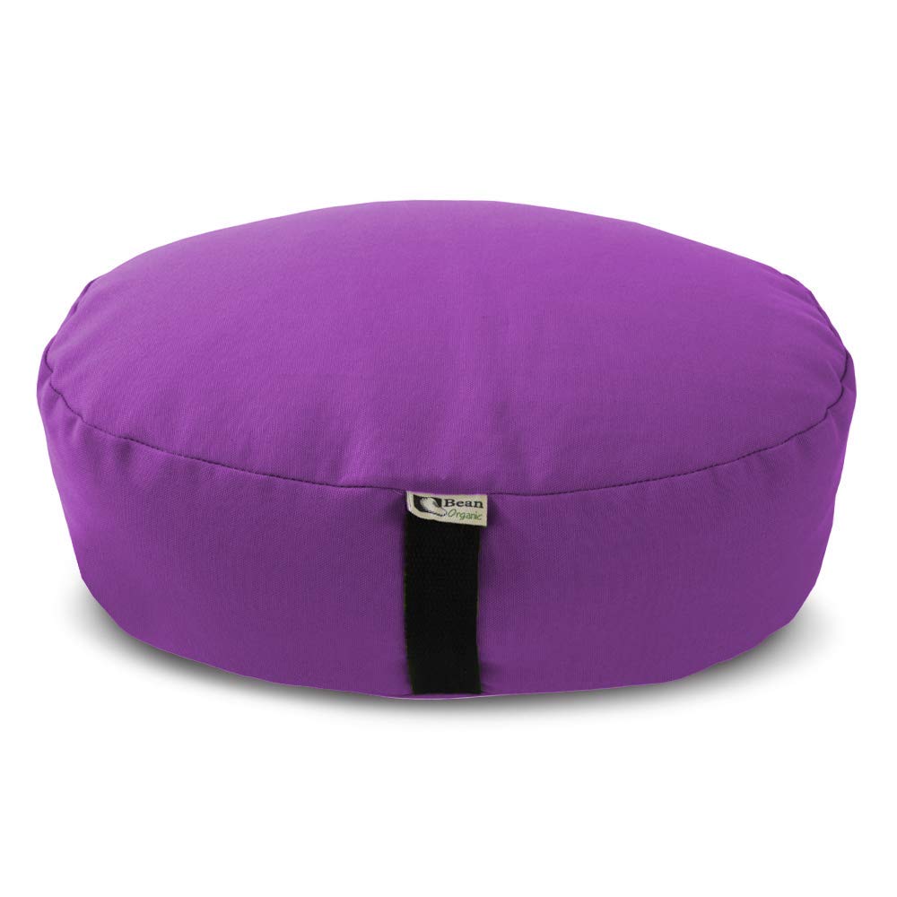 Bean's ZAFU - Meditation Floor Cushion - Round Earth Cotton Zen Yoga Pillow - Tibetan Style for Mindful Kneeling Prayer Seat - Made in USA - US Organic Buckwheat Hulls - Comfort Calm Contemplate