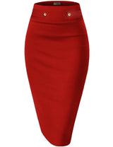 Hybrid & Company Womens Pencil Skirt Premium Nylon Ponte Stretch Office Made in The USA Below Knee