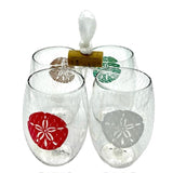 Set of 4 Shatterproof Designer 16 oz Plastic Wine Glasses MADE in the USA (CHRISTMAS)