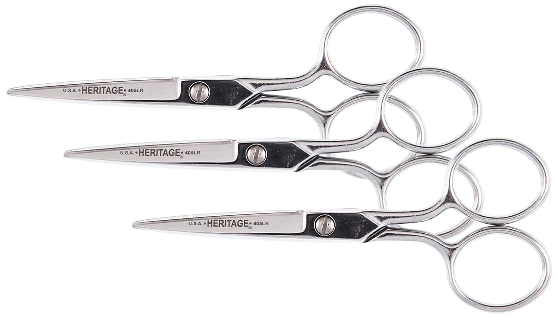 Klein Tools G405LR Scissors, Made in USA, Embroidery Scissor with Large Ring, Great for Sewing, Fabric, Electronics, More, 5-Inch
