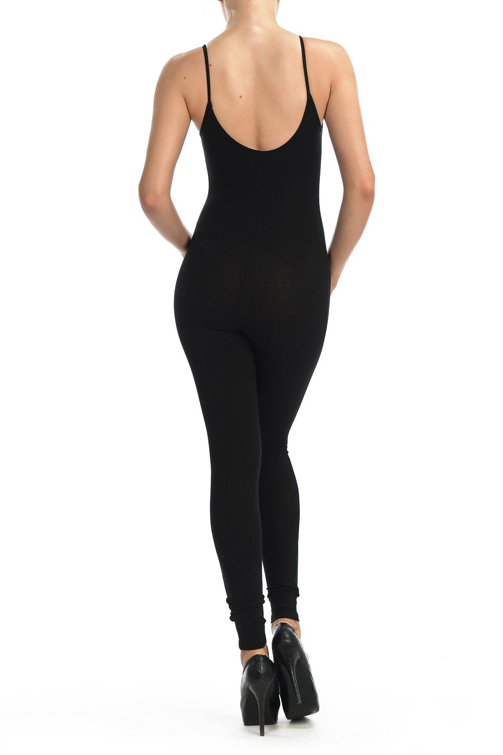 JJJ Women Catsuit Cotton Spaghetti Strapped Yoga Bodysuit Jumpsuit Reg/Plus Size